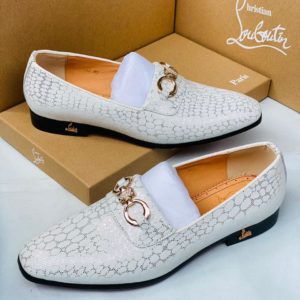 Christian Louboutin White Suede Loafer